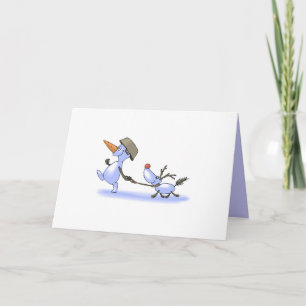 Cartes Pour Fêtes Annuelles Snowman & Reindeer