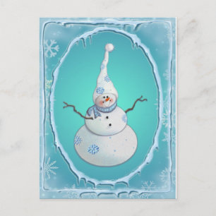 Cartes Pour Fêtes Annuelles SNOWMAN, SCARF & SNOW CASQUETTE par SHARON SHARPE
