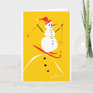 Cartes Pour Fêtes Annuelles Snowman ski