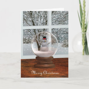 Cartes Pour Fêtes Annuelles Snowman Snow Globe