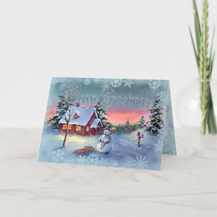 Cartes Pour Fêtes Annuelles SNOWMAN & SNOWFLAKES par SHARON SHARPE