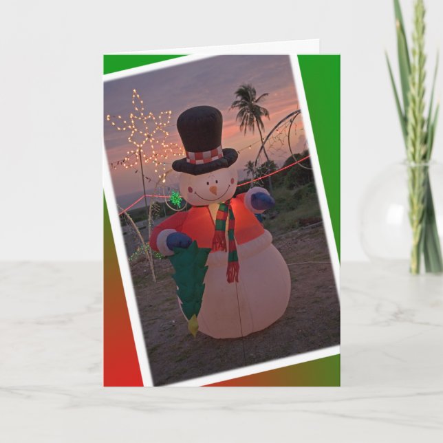 Cartes Pour Fêtes Annuelles Snowman tropical (Devant)