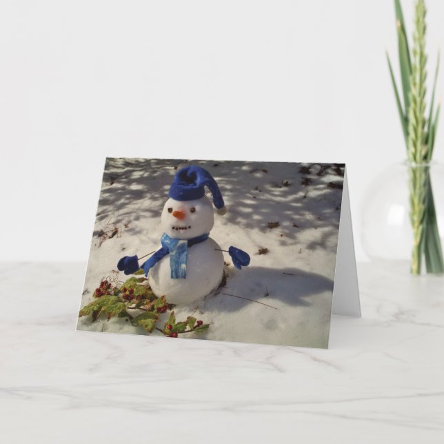 Cartes Pour Fêtes Annuelles Snowman withBlue Hat and Scarf (Devant)