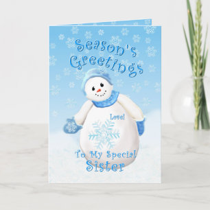 Cartes Pour Fêtes Annuelles Snowman Wonderland for Sister Christmas