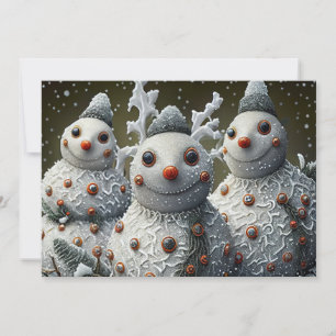 Cartes Pour Fêtes Annuelles Snowmen à la cireuse avec Pinecone Sprigs