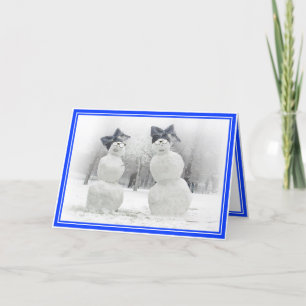 Cartes Pour Fêtes Annuelles Snowmen avec Big Bow Casquettes