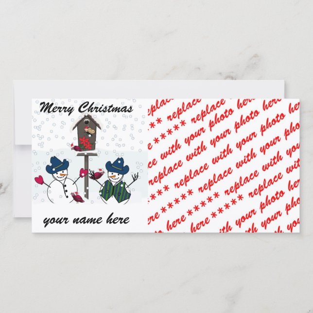 Cartes Pour Fêtes Annuelles Snowmen de Noël avec Cowboy Casquettes (Devant)