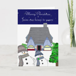 Cartes Pour Fêtes Annuelles Snowmen et Cosy House