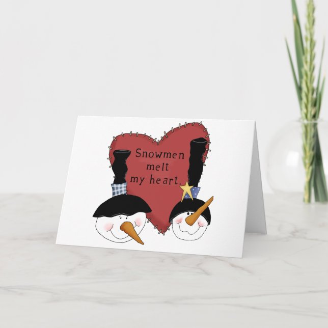 Cartes Pour Fêtes Annuelles Snowmen Melt My Heart Tshirts et cadeaux (Devant)