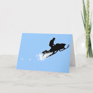 Cartes Pour Fêtes Annuelles snowmobile. traînée de poudre