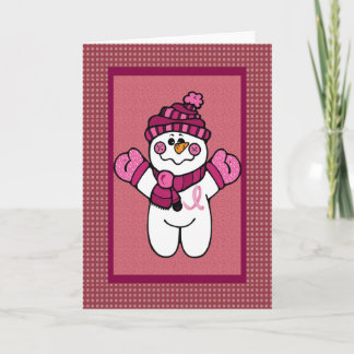 Cartes Pour Fêtes Annuelles snowwoman rose de ruban