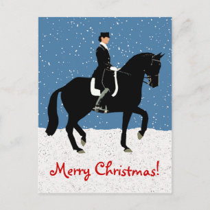 Cartes Pour Fêtes Annuelles Snowy Dressage Horse Christmas