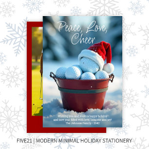 Cartes Pour Fêtes Annuelles Snowy Red Christmas Golf Ball Bucket Photo
