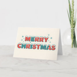 Cartes Pour Fêtes Annuelles Snowy Retro Kids Script Merry Christmas