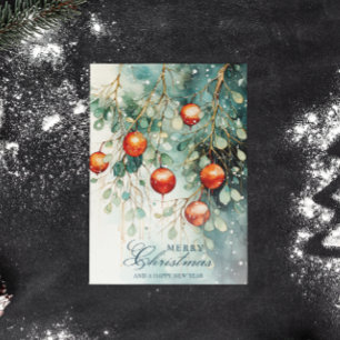 Cartes Pour Fêtes Annuelles Snowy Winter Botanique & Ornements Noël
