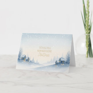 Cartes Pour Fêtes Annuelles Snowy Winter Hillside Village with Warm Christmas 