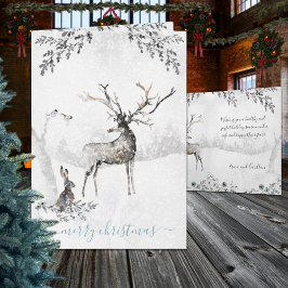 Cartes Pour Fêtes Annuelles Snowy Winter Woodland Reinder Et Friends