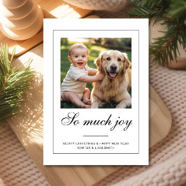 Cartes Pour Fêtes Annuelles So Much Joy dog baby  Photo Christmas Card