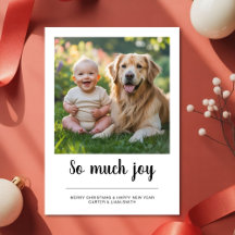 So Much Joy Family dog christmas Photo card