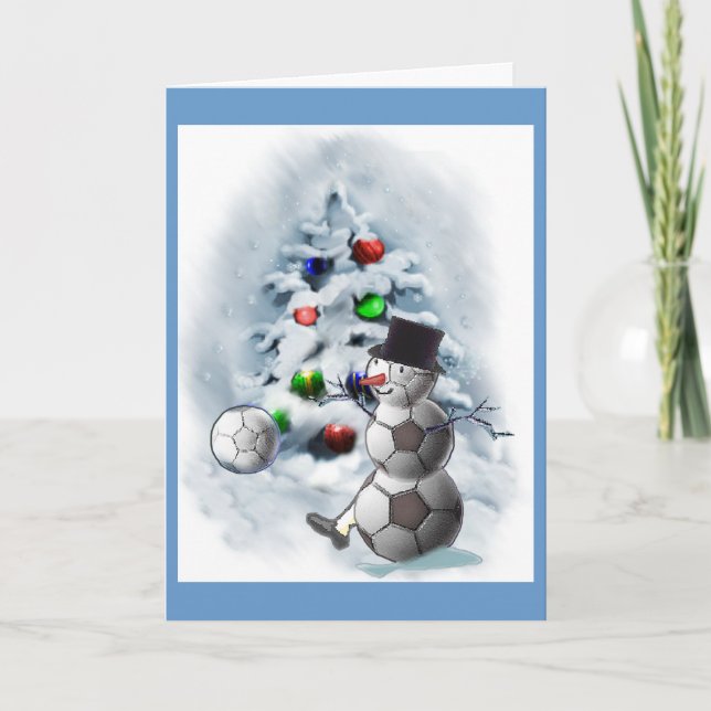 Cartes Pour Fêtes Annuelles Soccer Ball Snowman Noël (Devant)
