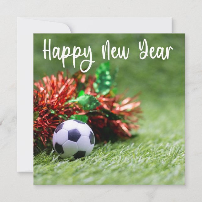 Cartes Pour Fêtes Annuelles Soccer Joyeuses vacances avec balle pour Nouvel An (Devant)
