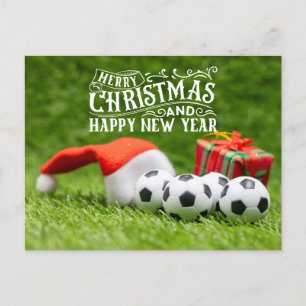 Cartes Pour Fêtes Annuelles Soccer Joyeuses vacances avec Noël chapeau de Noël