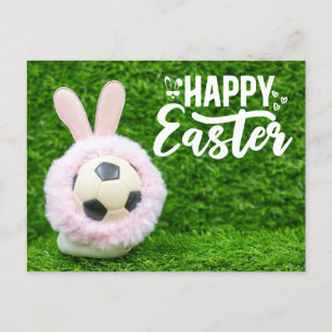 Cartes Pour Fêtes Annuelles Soccer Pâques avec balle et lapin pour le joueur