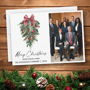 Cartes Pour Fêtes Annuelles Société de pins aquarelle Photo Joyeux Noël