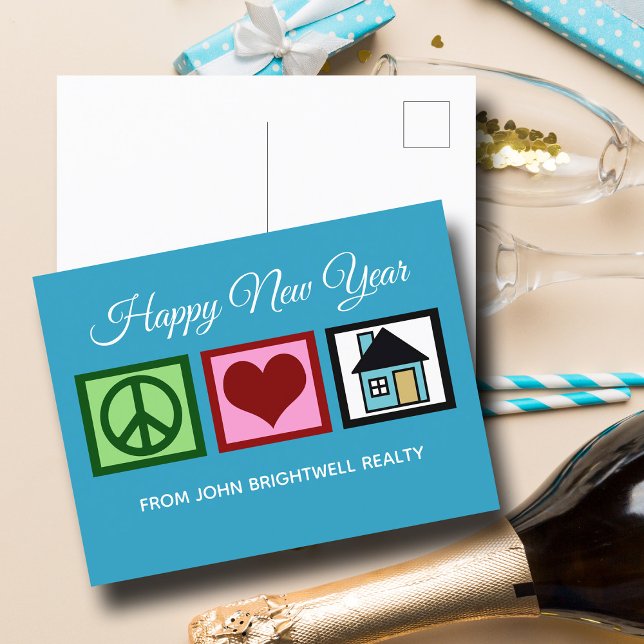 Cartes Pour Fêtes Annuelles Société immobilière sur mesure Bonne année Bleu (Créateur téléchargé)