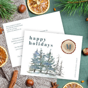 Cartes Pour Fêtes Annuelles Société Joyeuses Fêtes de pinède d'aquarelle