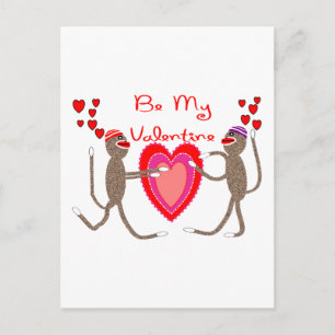 Cartes Pour Fêtes Annuelles Sock Monkey "Be My Valentine" de mignons cadeaux