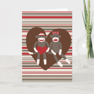 Cartes Pour Fêtes Annuelles Sock Monkeys in Love Valentine's Day Heart Gifts