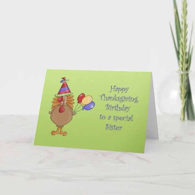 Cartes Pour Fêtes Annuelles Soeur d'anniversaire de Thanksgiving (Devant)
