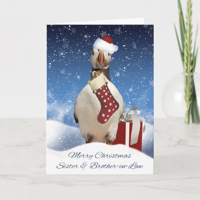Cartes Pour Fêtes Annuelles Soeur Et Frère Puffin Noël Greetin (Devant)