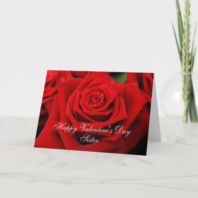 Cartes Pour Fêtes Annuelles Soeur Heureuse Sainte-Valentin Rose (Devant)