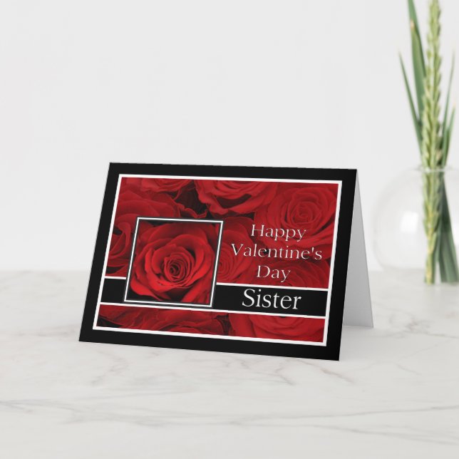 Cartes Pour Fêtes Annuelles Soeur Heureuse Sainte-Valentin Rose (Devant)
