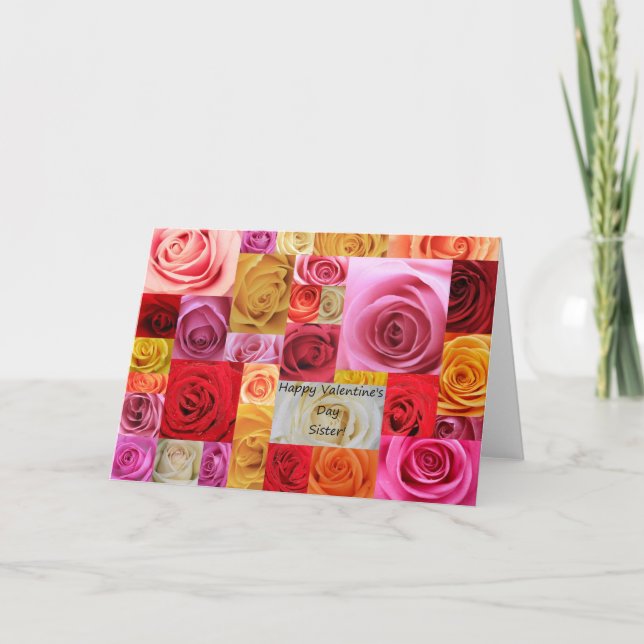 Cartes Pour Fêtes Annuelles Soeur Heureuse Sainte-Valentin Rose (Devant)