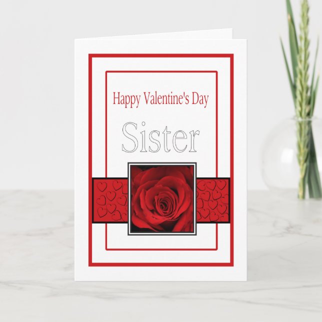 Cartes Pour Fêtes Annuelles Soeur Heureuse Sainte-Valentin Rose (Devant)