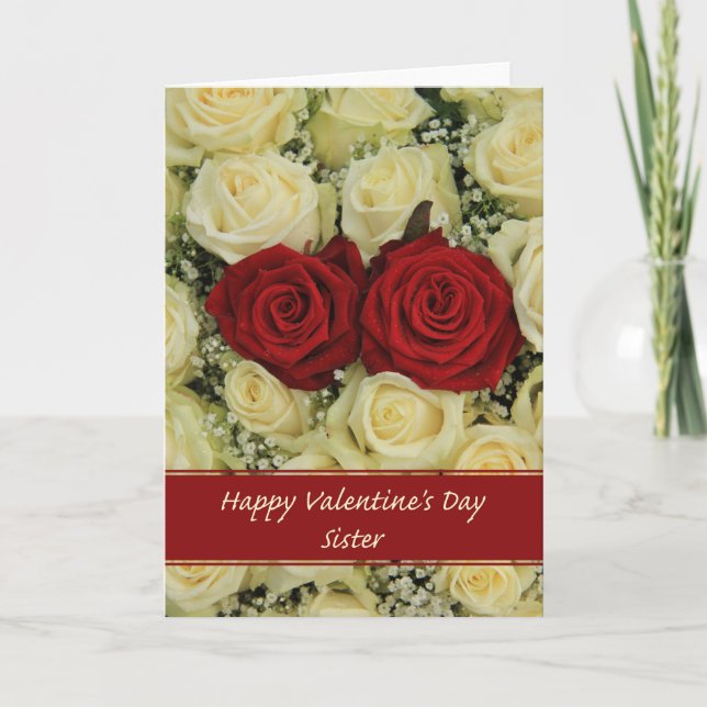 Cartes Pour Fêtes Annuelles Soeur Heureuse Sainte-Valentin Rose (Devant)