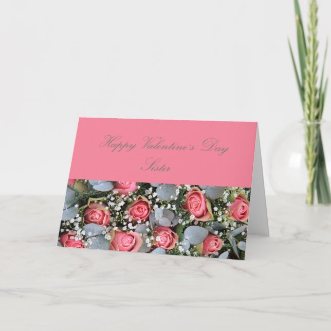 Cartes Pour Fêtes Annuelles Soeur Heureuse Sainte-Valentin Rose (Devant)