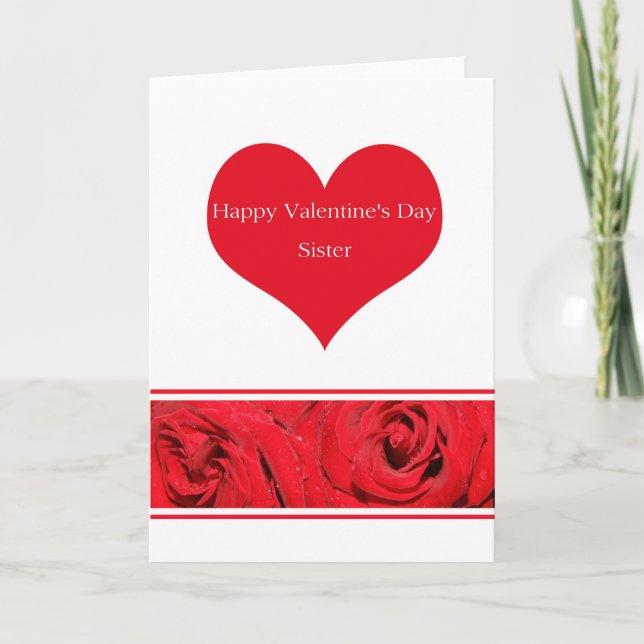 Cartes Pour Fêtes Annuelles Soeur Heureuse Sainte-Valentin Rose (Devant)