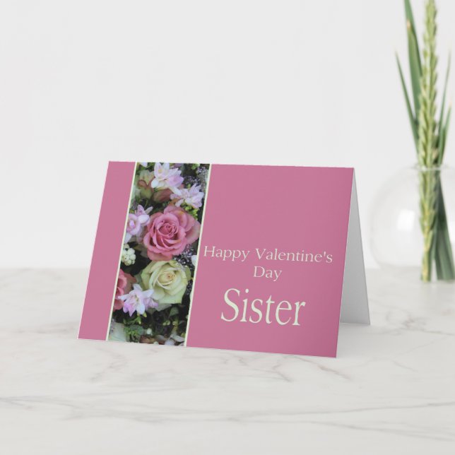 Cartes Pour Fêtes Annuelles Soeur Heureuse Sainte-Valentin Rose (Devant)