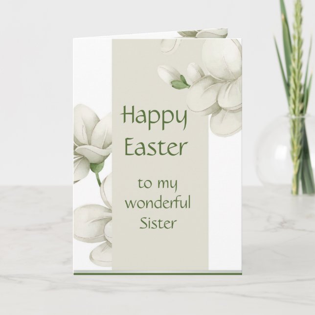 Cartes Pour Fêtes Annuelles Soeur Joyeuses Fleurs Blanches Pâques Florales (Devant)