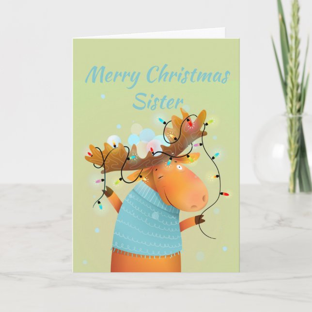Cartes Pour Fêtes Annuelles Sœur Noël Amusement sans stress Orignal Animal (Devant)