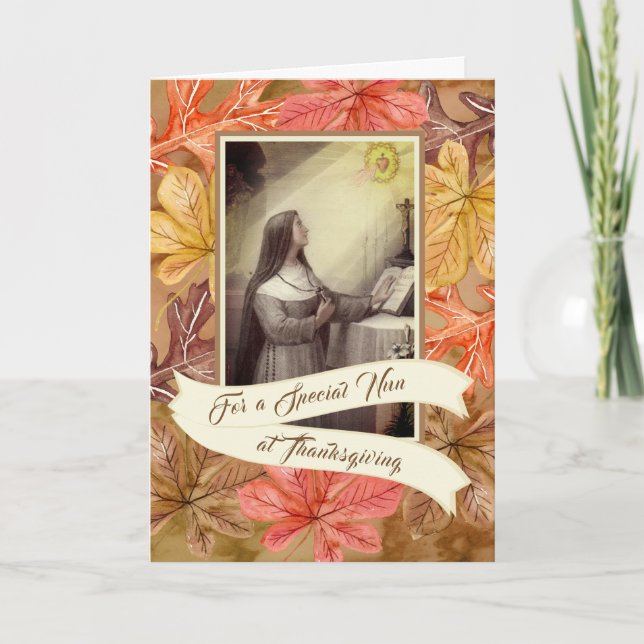 Cartes Pour Fêtes Annuelles Soeur spéciale de nonne au feuille d'automne de (Devant)