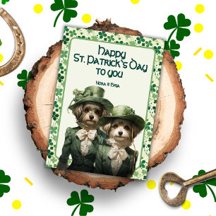 Cartes Pour Fêtes Annuelles Soeurs shamrocks : Les Pups Maltais Fêtent St. Pad