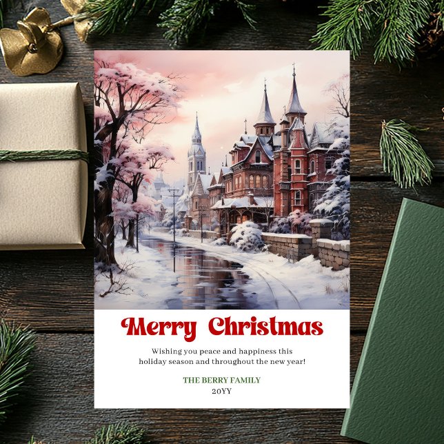 Cartes Pour Fêtes Annuelles Soft rustic Christmas scene cozy playful lettering (Soft rustic Christmas scene cozy playful lettering Holiday Card )