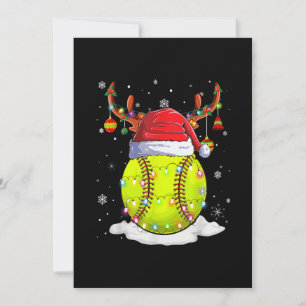 Cartes Pour Fêtes Annuelles Softball Santa Hat Reindeer lumières de Noël drôle