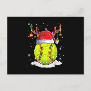 Cartes Pour Fêtes Annuelles Softball Santa Hat Reindeer lumières de Noël drôle