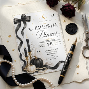 Cartes Pour Fêtes Annuelles Soirée de dîner d'Halloween élégante Luxe Fantôme